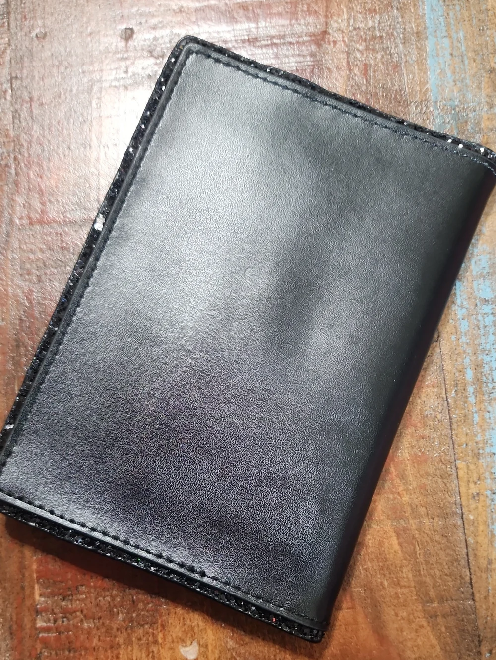 Kate Spade Black Leather Travel Card Passport Holder Sparkle NWT